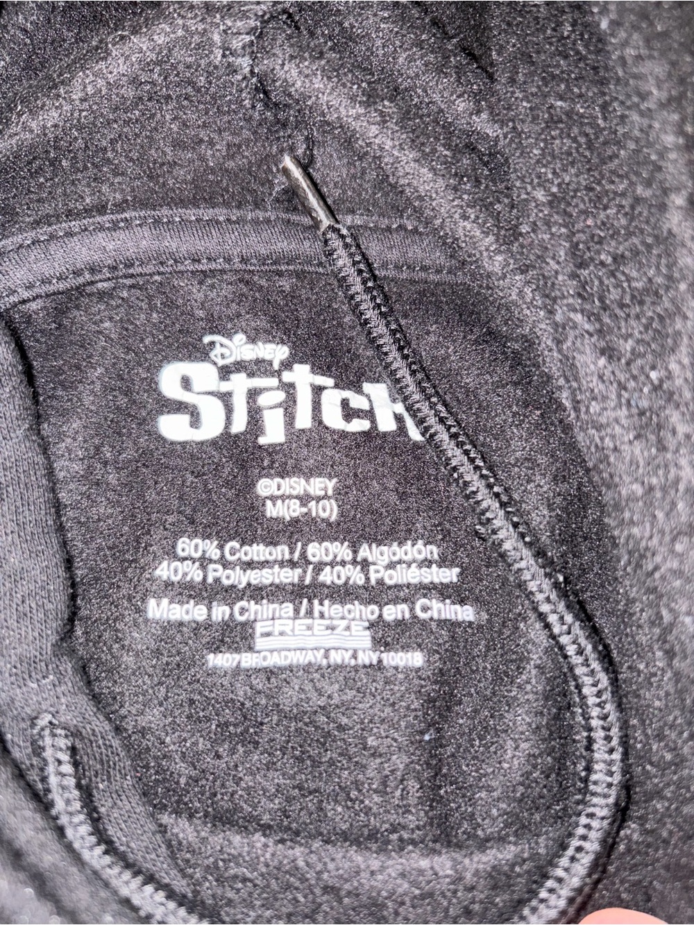 Disney Black Stitch Logo Hoodie - White Print - Picture 3 of 4